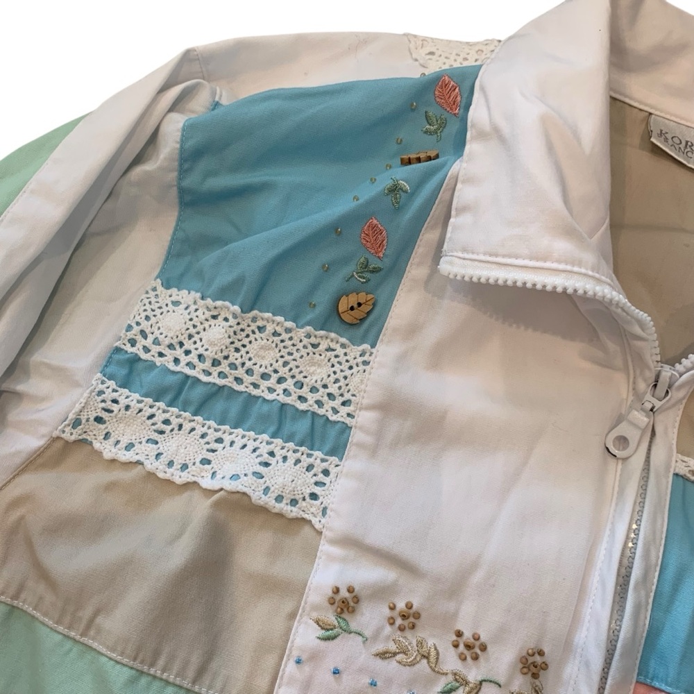 Vintage Colorful Patchwork Jacket Medium Wind Breaker - Picture 4 of 9